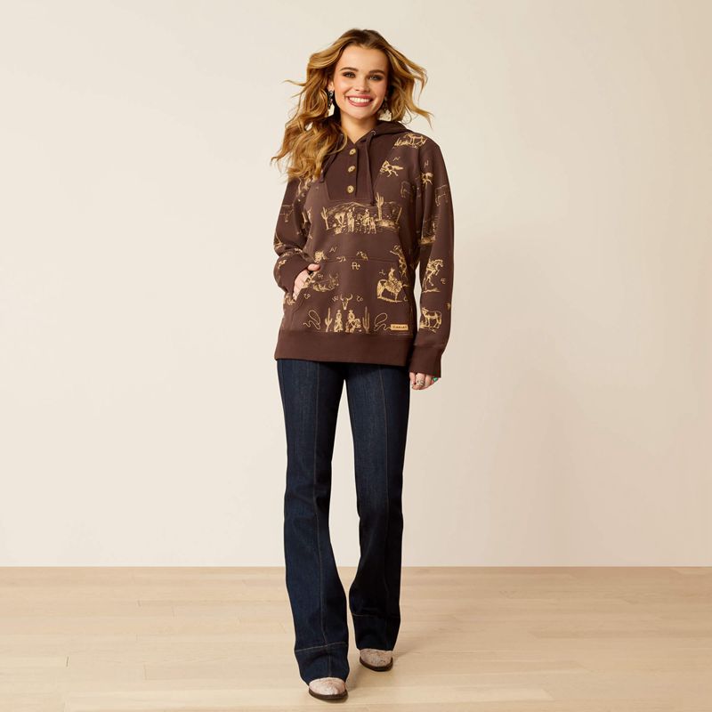 Ranchin Print Ariat Ranchin Hoodie | 19QEXSAGT