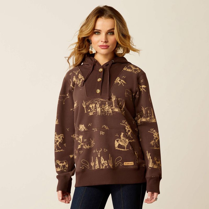 Ranchin Print Ariat Ranchin Hoodie | 19QEXSAGT