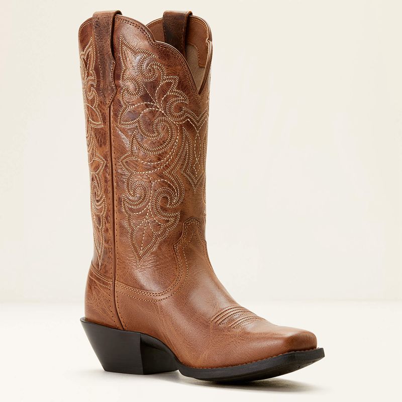 Ready Russet Ariat Round Up Square Toe Western Boot | 20AFNPSCT