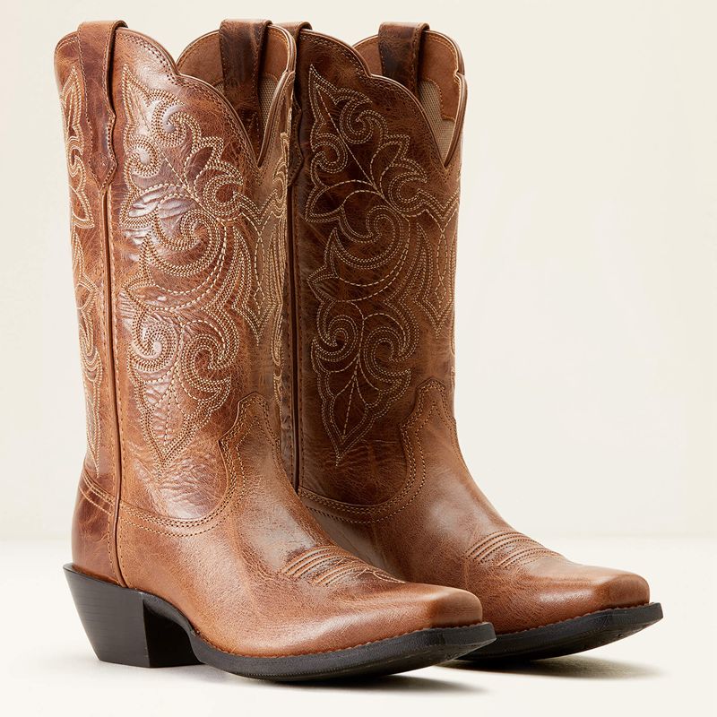 Ready Russet Ariat Round Up Square Toe Western Boot | 20AFNPSCT