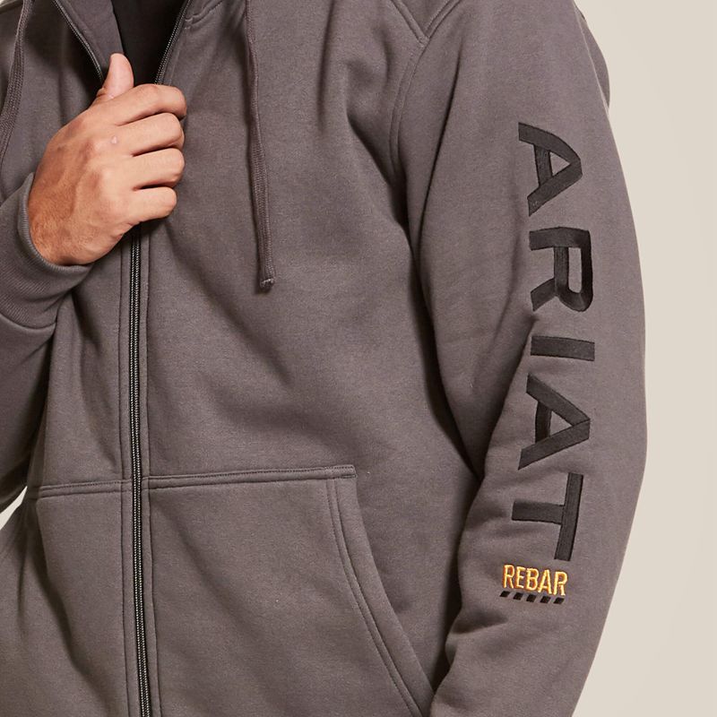 Rebar Grey Ariat Rebar All-Weather Full Zip Hoodie | 72UGRMZYB