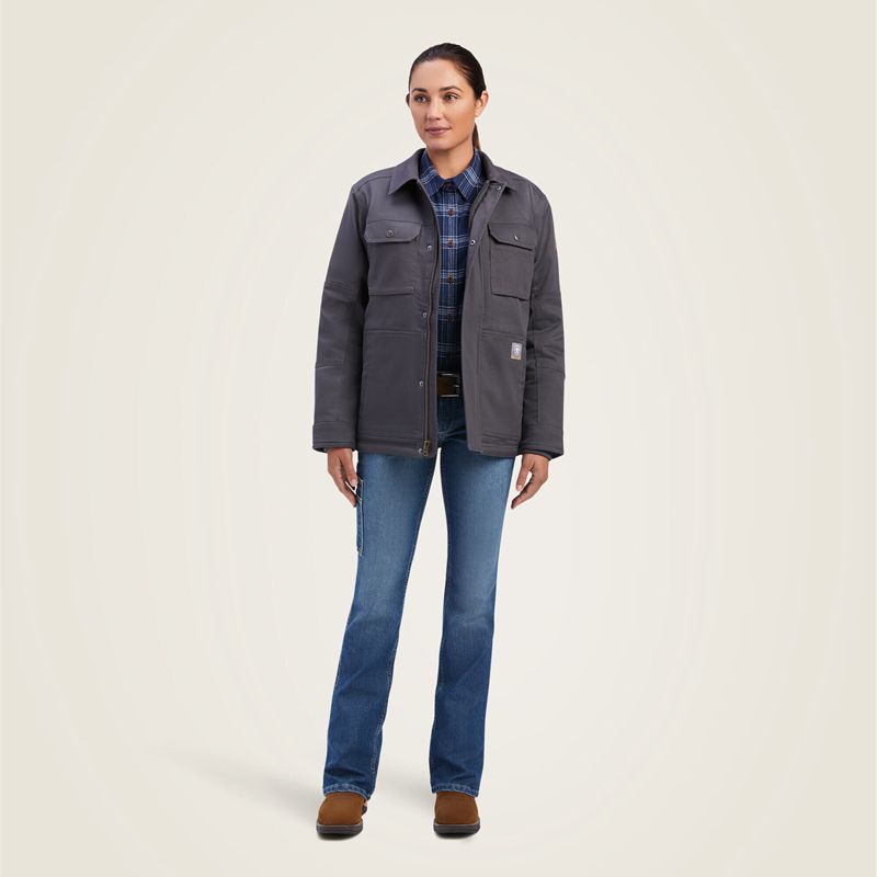 Rebar Grey Ariat Rebar Duracanvas Sherpa-Lined Coat | 24UHARXOZ