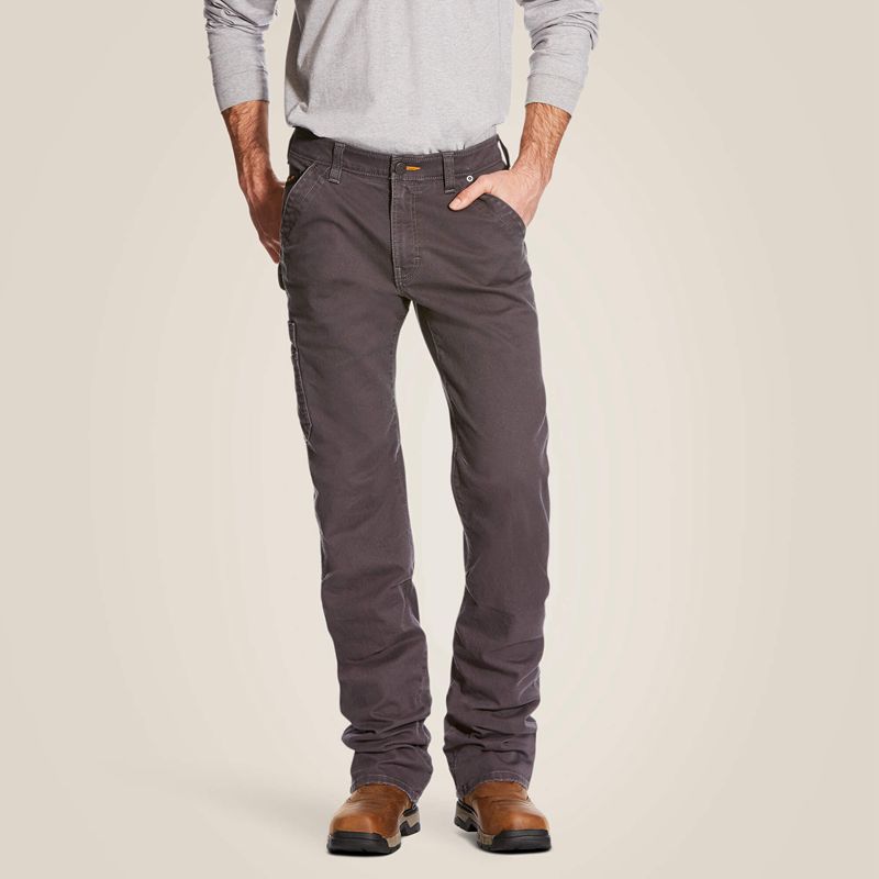 Rebar Grey Ariat Rebar M4 Relaxed Durastretch Washed Twill Dungaree Boot Cut Pant | 67OXNZWVH