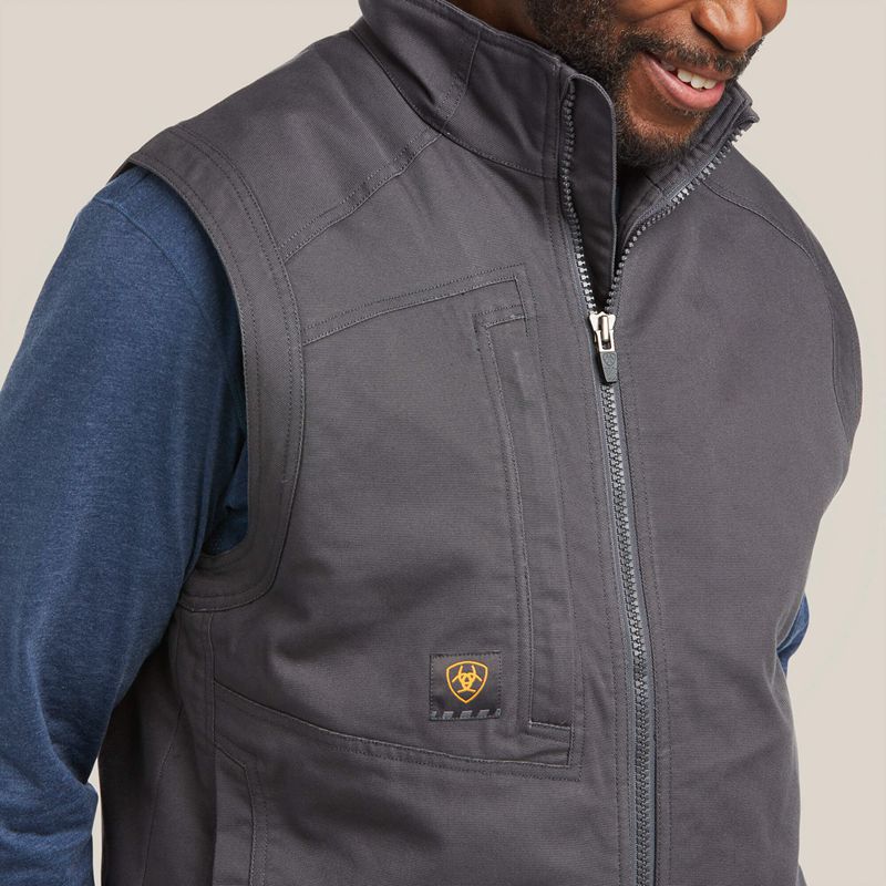 Rebar Grey Ariat Rebar Washed Duracanvas Insulated Vest | 38KPGBZLT