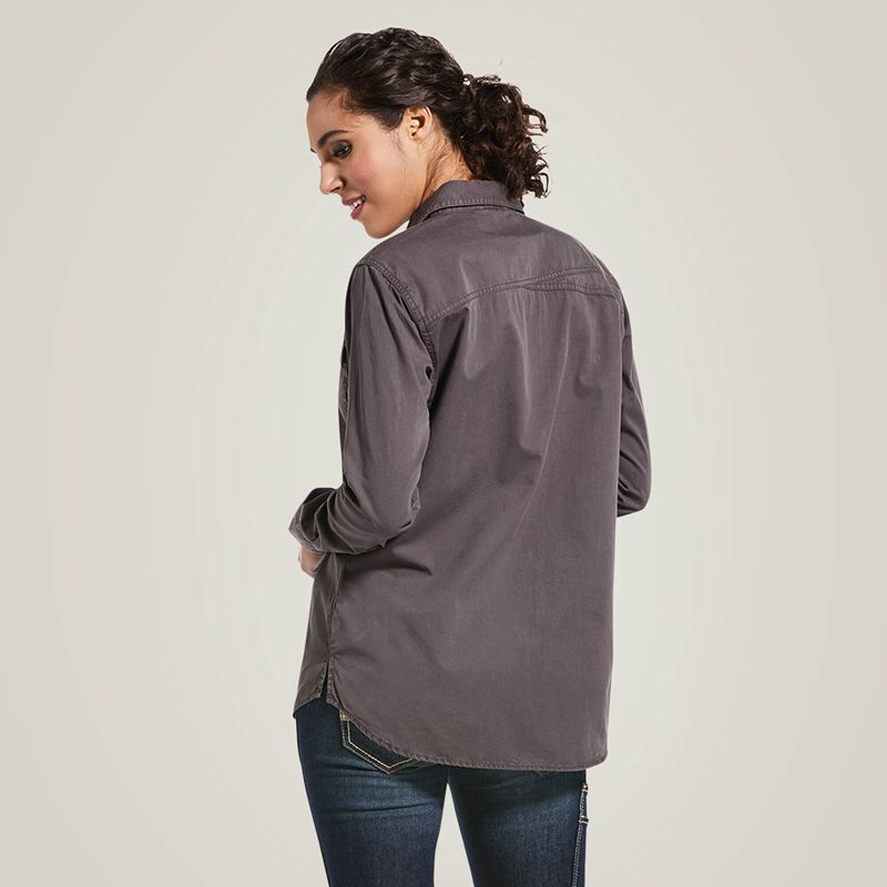 Rebar Grey Ariat Rebar Washed Twill Work Shirt | 07PQIJLAG