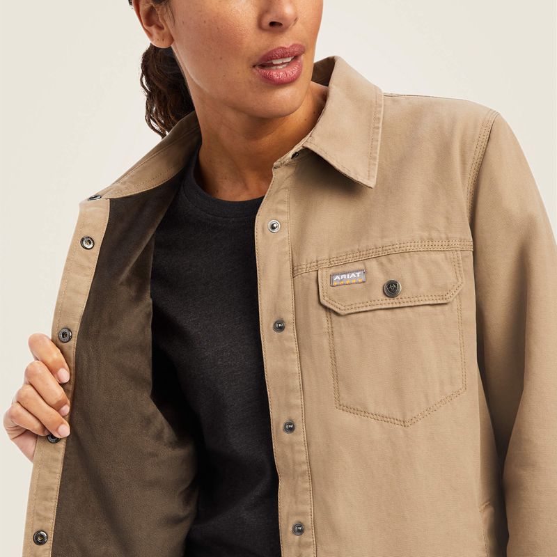 Rebar Khaki Ariat Rebar Classic Canvas Shirt Jacket | 07TWKIANC