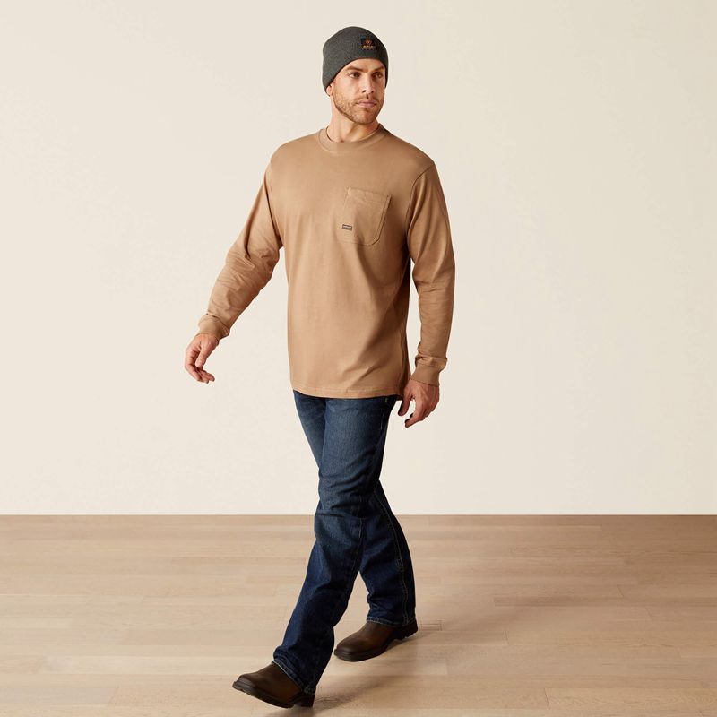 Rebar Khaki Ariat Rebar Cotton Strong Whlf T-Shirt | 27SWJIUPT