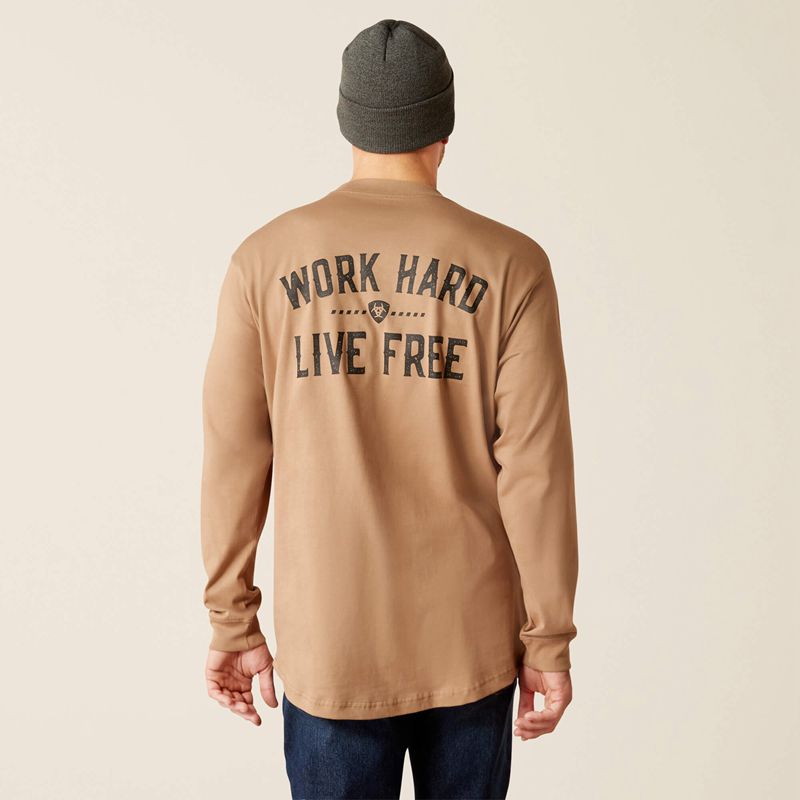 Rebar Khaki Ariat Rebar Cotton Strong Whlf T-Shirt | 27SWJIUPT