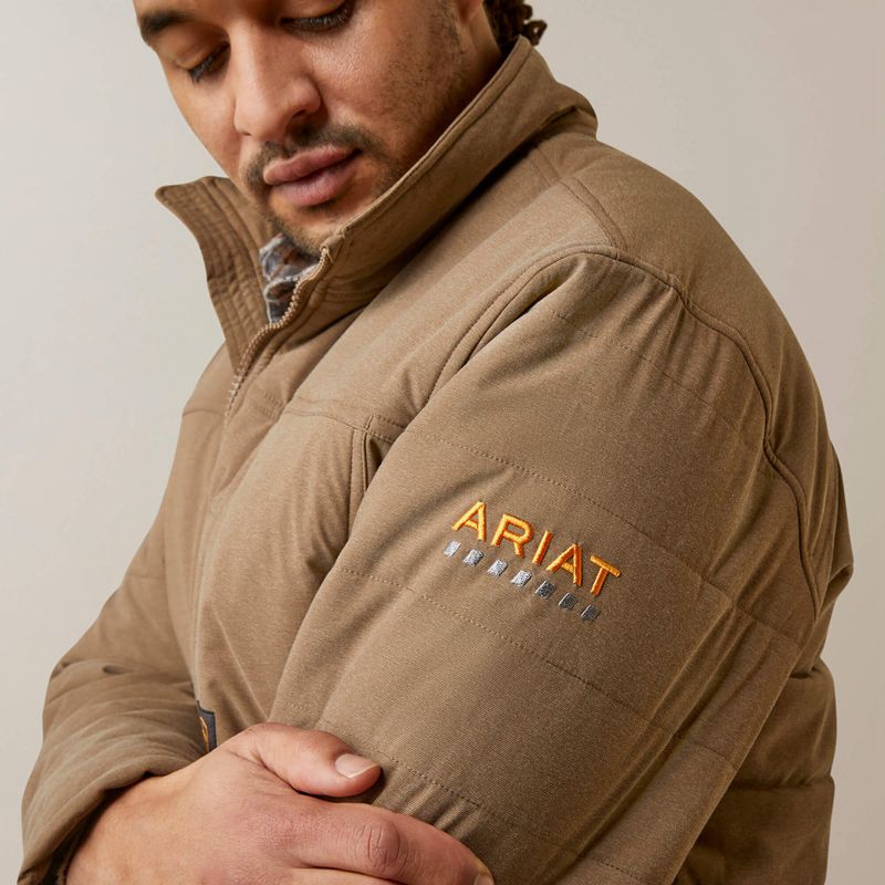 Rebar Khaki Heather Ariat Rebar Valiant Stretch Canvas Water Resistant Insulated Jacket | 09FPCRAYK