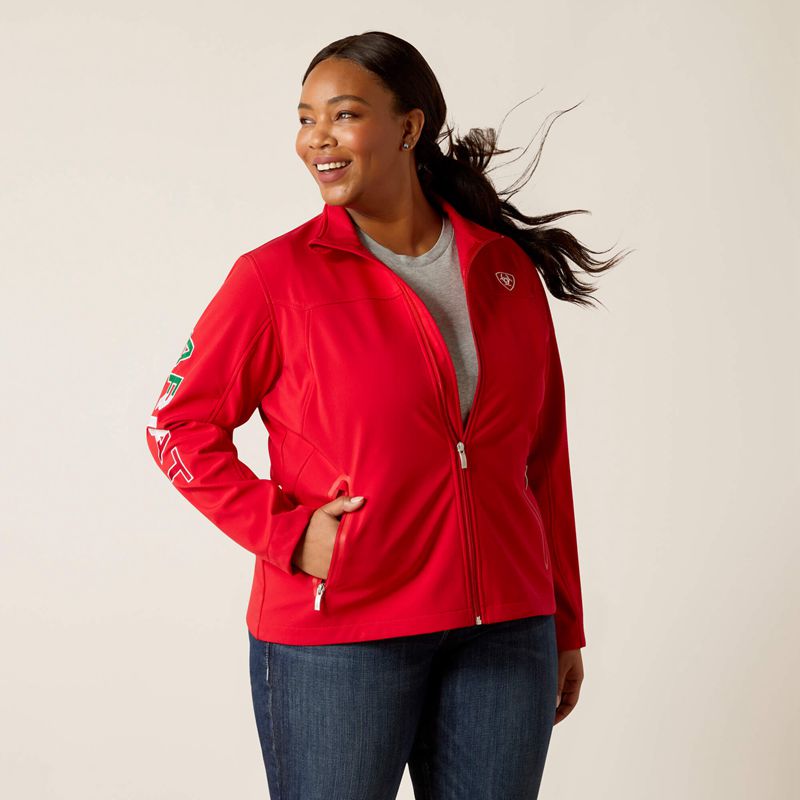 Red Ariat Classic Team Softshell Mexico Jacket | 80BZJFCXE