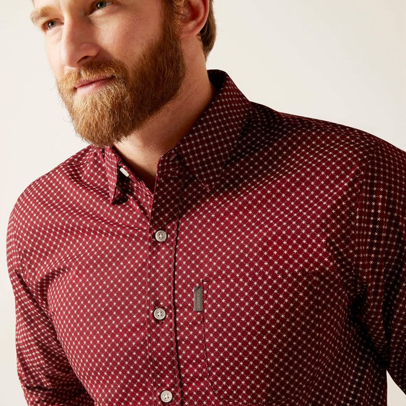 Red Ariat Macoy Stretch Modern Fit Shirt | 09RKQMZAS