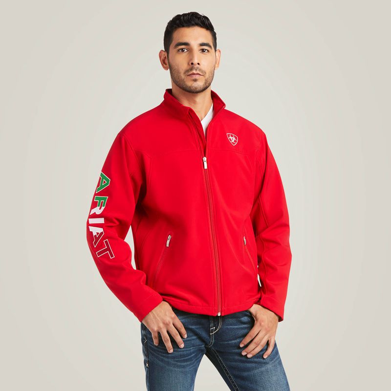 Red Ariat New Team Softshell Mexico Jacket | 31KCVEBAD