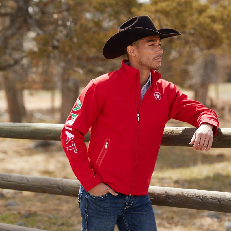 Red Ariat New Team Softshell Mexico Jacket | 31KCVEBAD