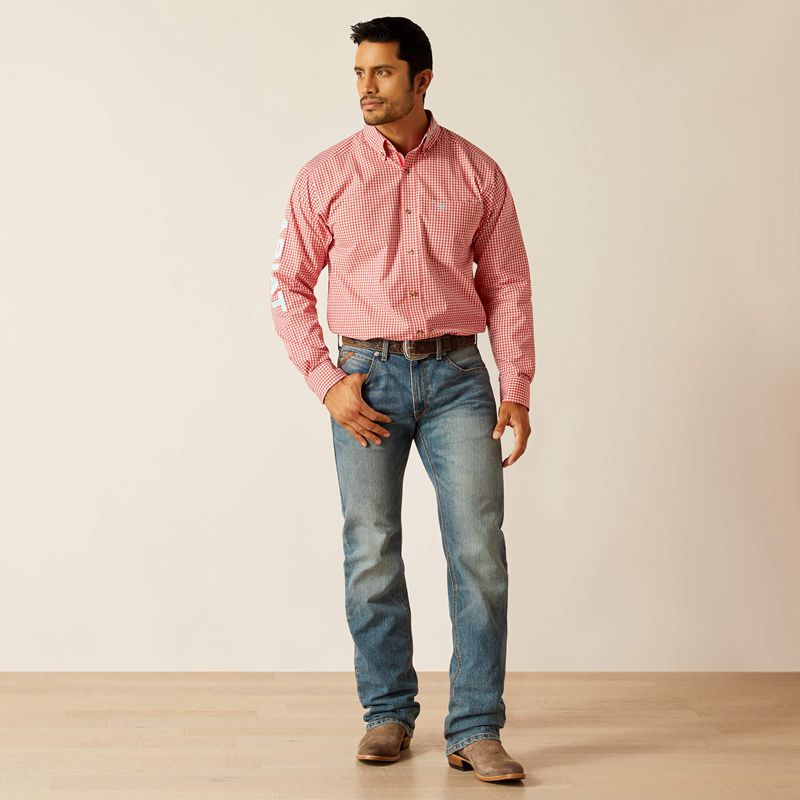 Red Ariat Pro Series Team Gilbert Classic Fit Shirt | 85OQETHAX