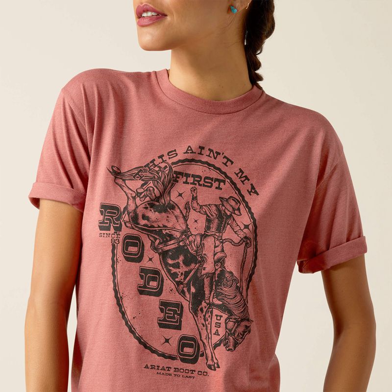 Red Clay Heather Ariat Rodeo First T-Shirt | 53WQCJHKF