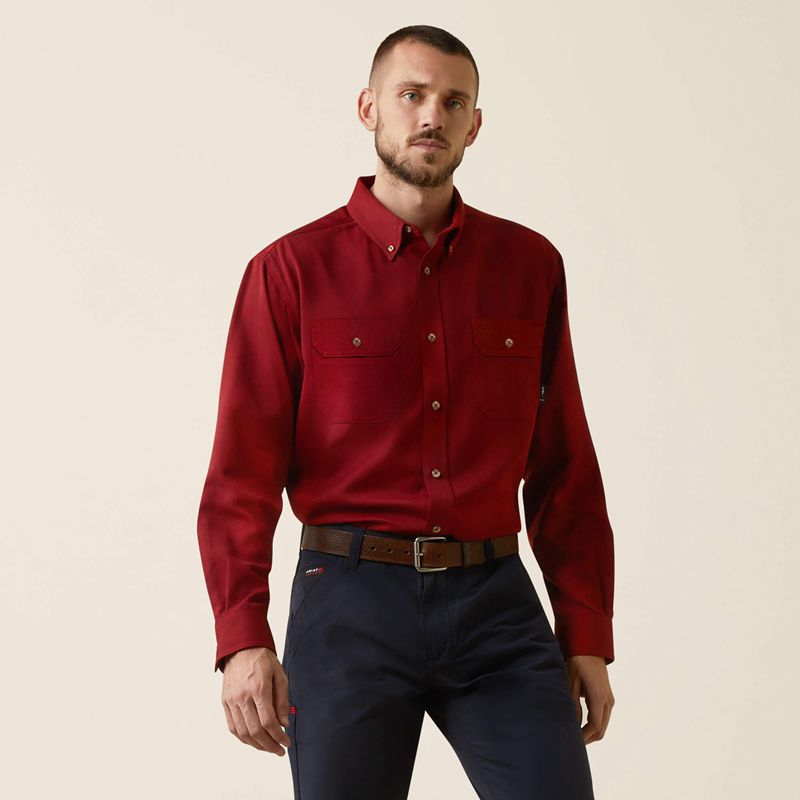 Red Heather Ariat Fr Air Inherent Work Shirt | 36MKWRGCY