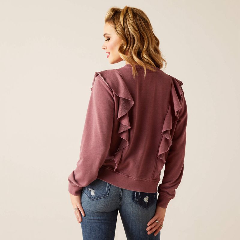 Renaissance Rose Ariat Twyla Ruffle Sweatshirt | 24TVANMGZ