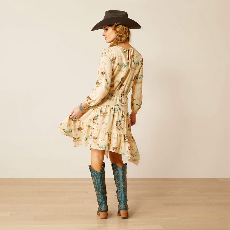 Retro Ranch Print Ariat Handkerchief Dress | 26VMDIQZE