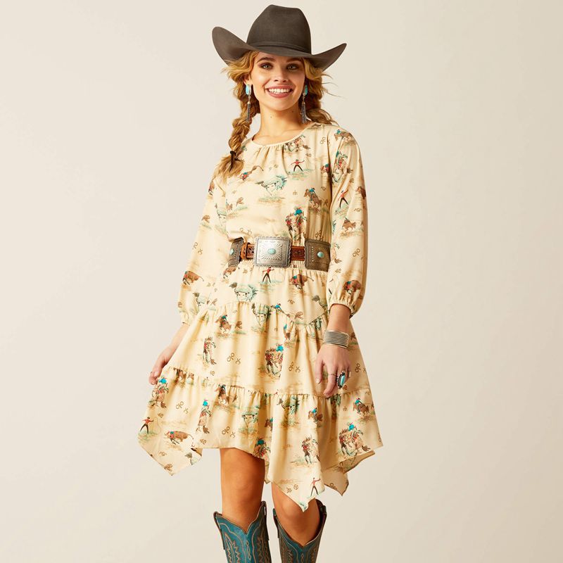 Retro Ranch Print Ariat Handkerchief Dress | 26VMDIQZE