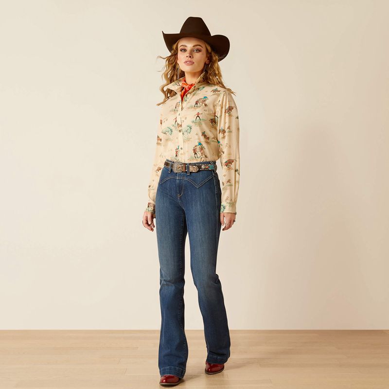 Retro Ranch Print Ariat Homestyle Shirt | 26GPTRFNI