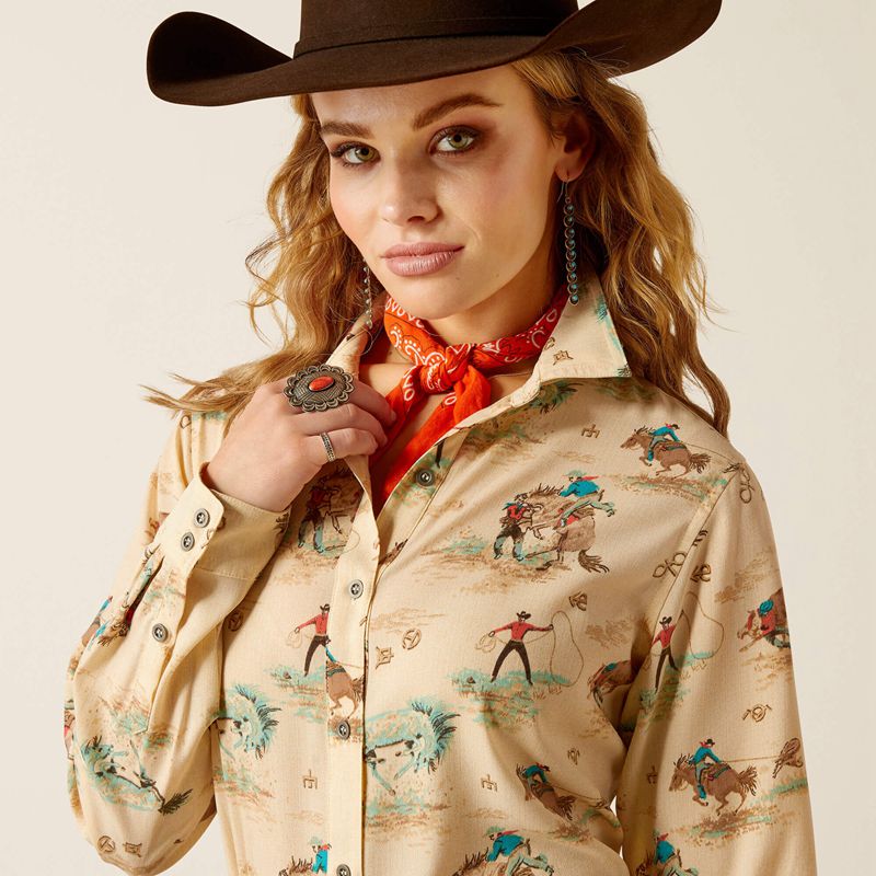 Retro Ranch Print Ariat Homestyle Shirt | 26GPTRFNI