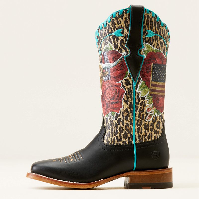 Rich Black/Mustang Meysa Ariat Frontier Rodeo Quincy Western Boot | 62ZBSHCOD