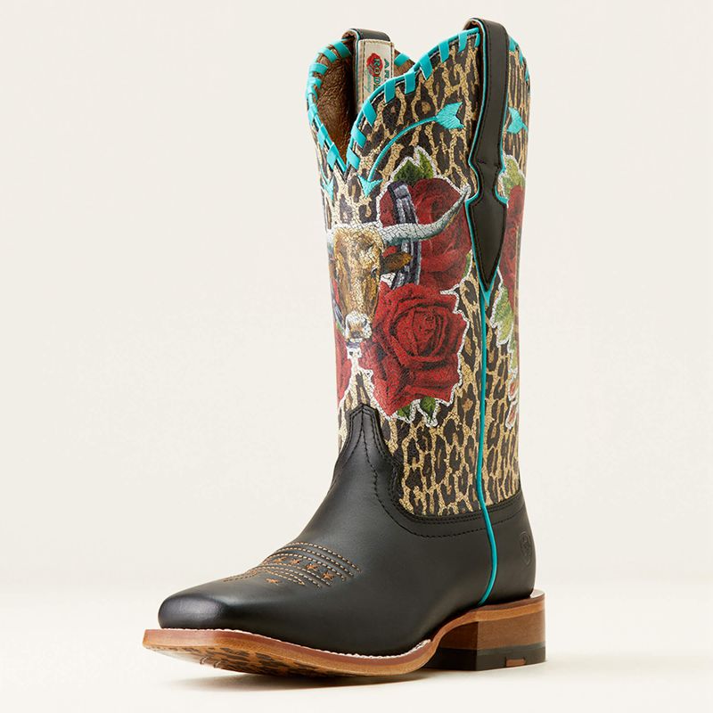 Rich Black/Mustang Meysa Ariat Frontier Rodeo Quincy Western Boot | 62ZBSHCOD