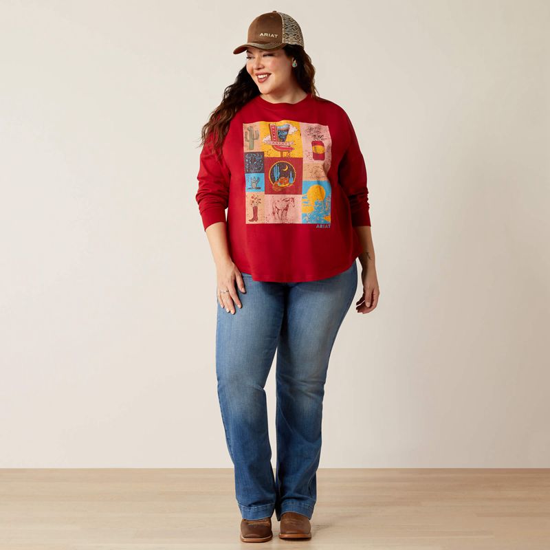 Rio Red Ariat Roadside Oversized Shirt | 20JUIZQNE