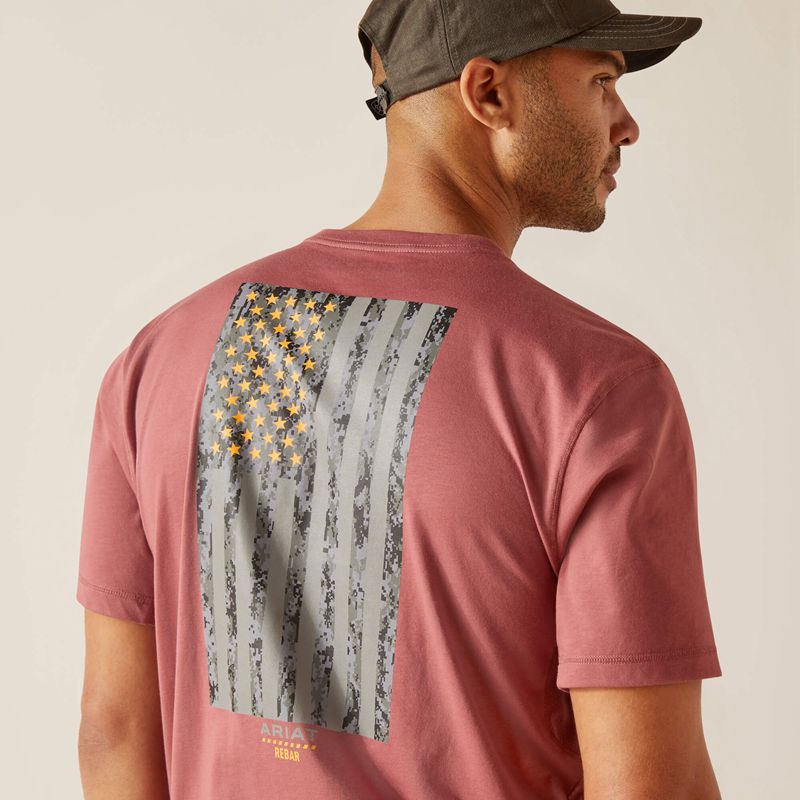 Roan Rouge Ariat Rebar Workman Reflective Flag T-Shirt | 03NRVMTZJ