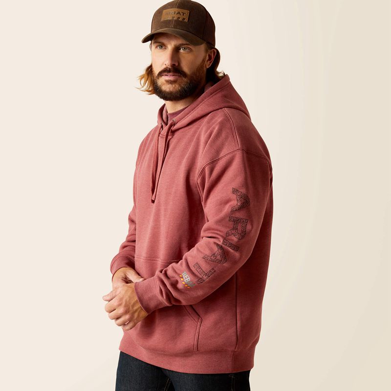 Roan Rouge Heather Ariat Rebar Roughneck Pullover Hoodie | 46JLSRZAP