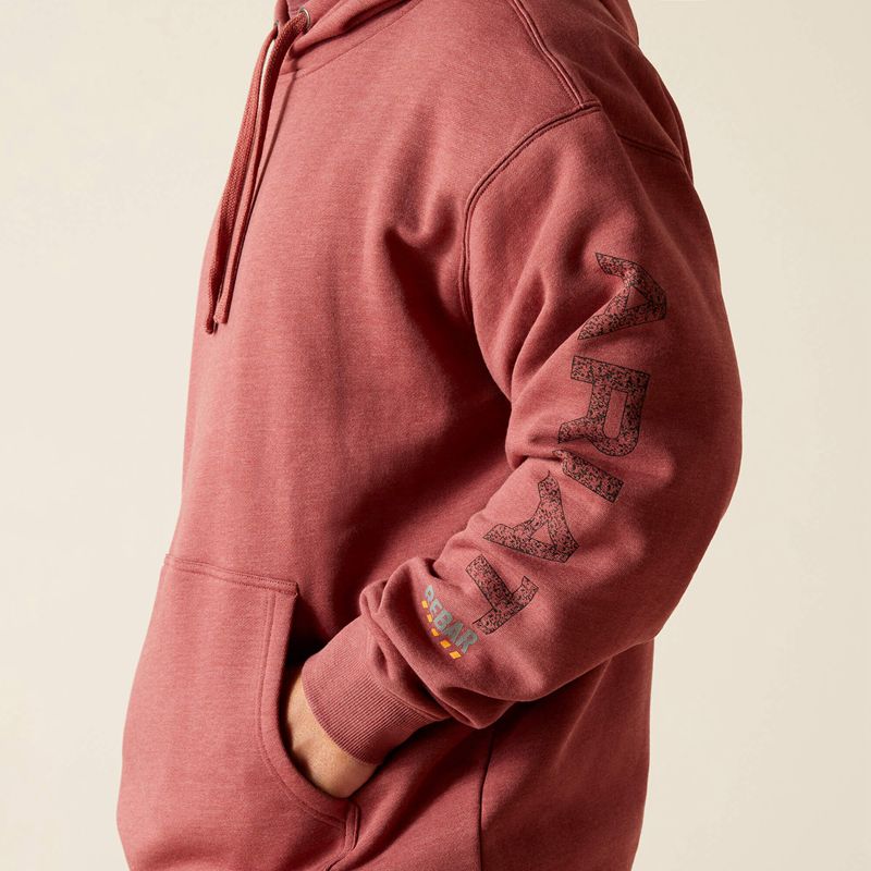 Roan Rouge Heather Ariat Rebar Roughneck Pullover Hoodie | 46JLSRZAP