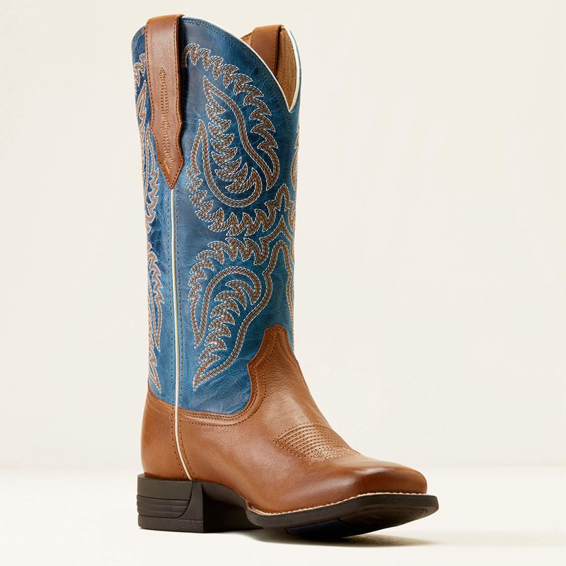 Roasted Peanut/Regatta Blue Ariat Cattle Caite Stretchfit Western Boot | 01PNKILOU