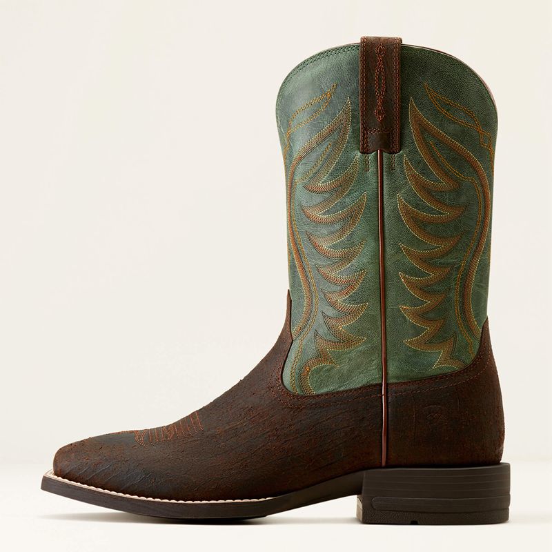 Rockweed Brown/Surf Green Ariat Amos Cowboy Boot | 17VTCBGLD