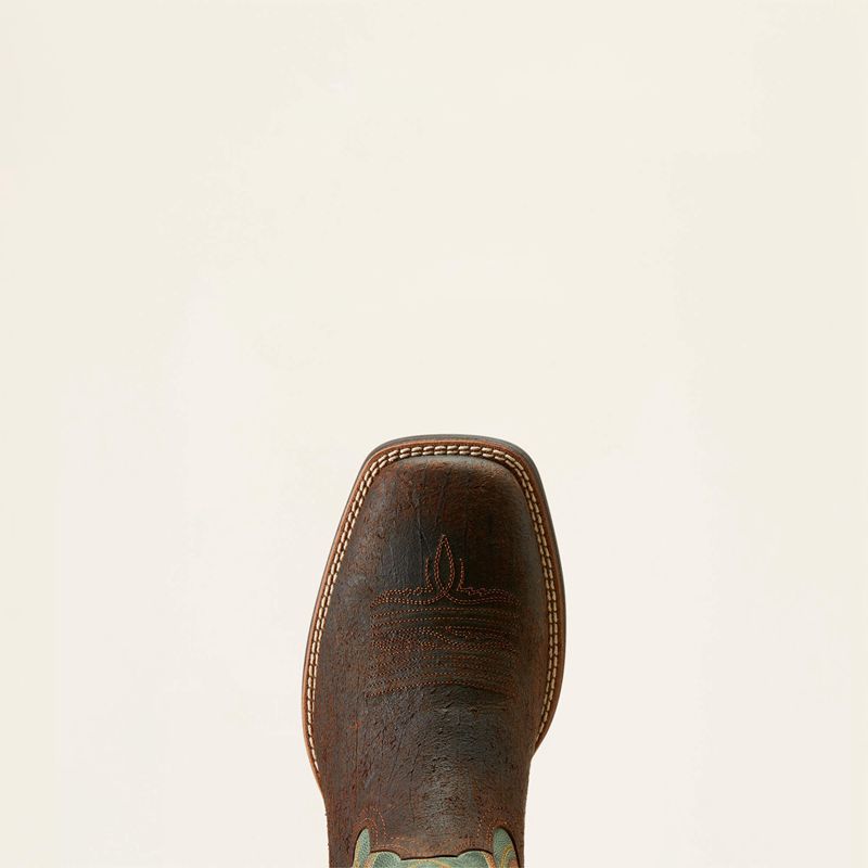 Rockweed Brown/Surf Green Ariat Amos Cowboy Boot | 17VTCBGLD