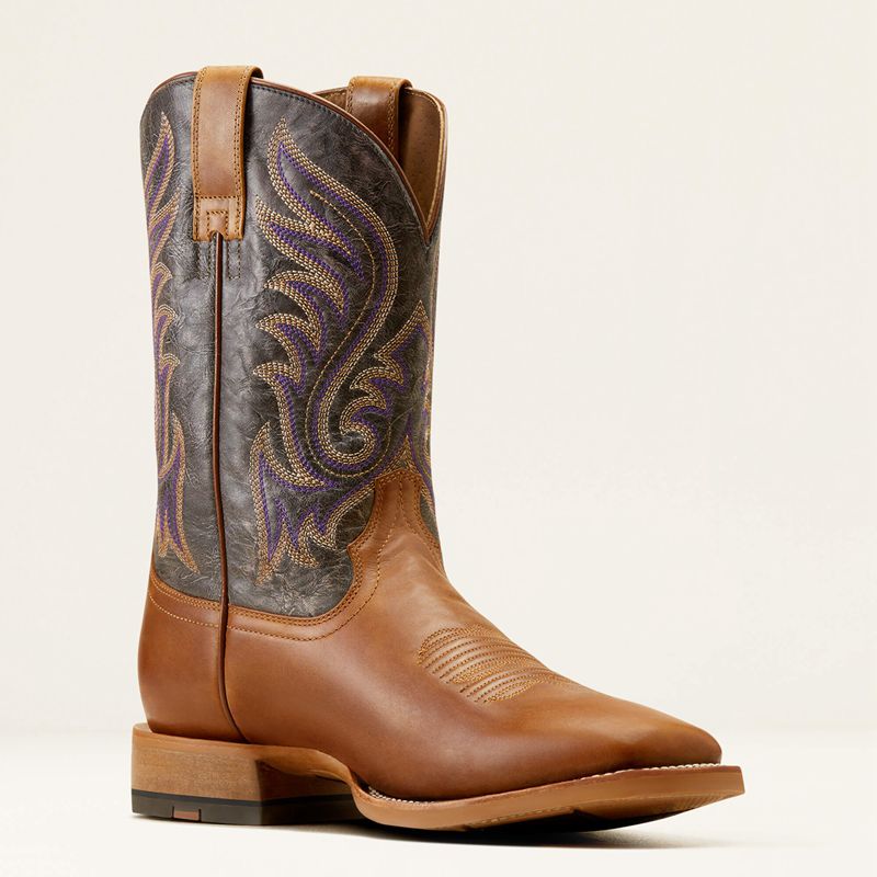 Rodeo Tan/Smokey Purple Ariat Cattle Call Cowboy Boot | 30NEOHXYI