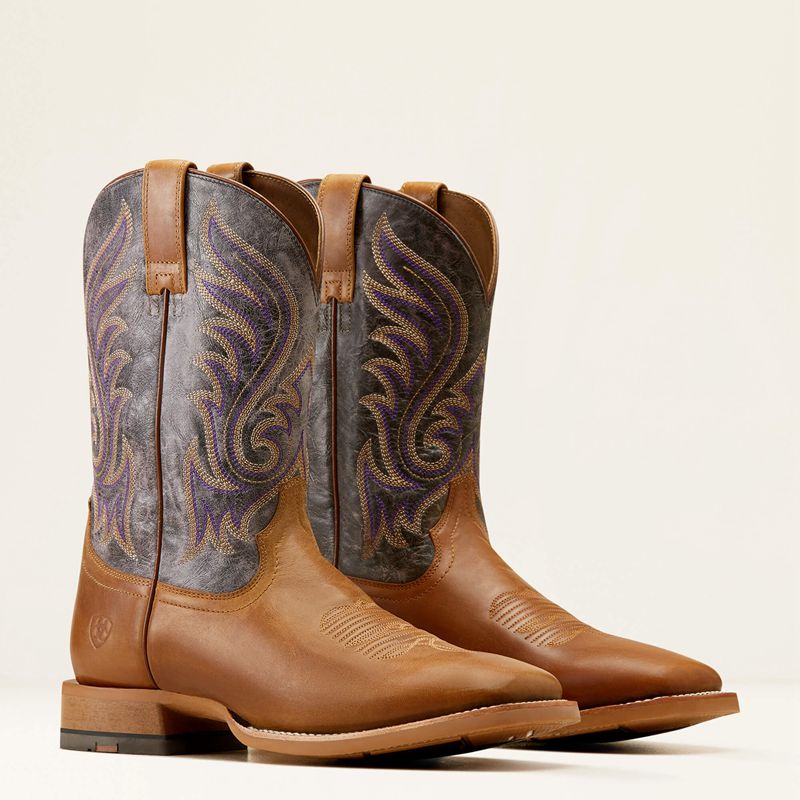 Rodeo Tan/Smokey Purple Ariat Cattle Call Cowboy Boot | 30NEOHXYI