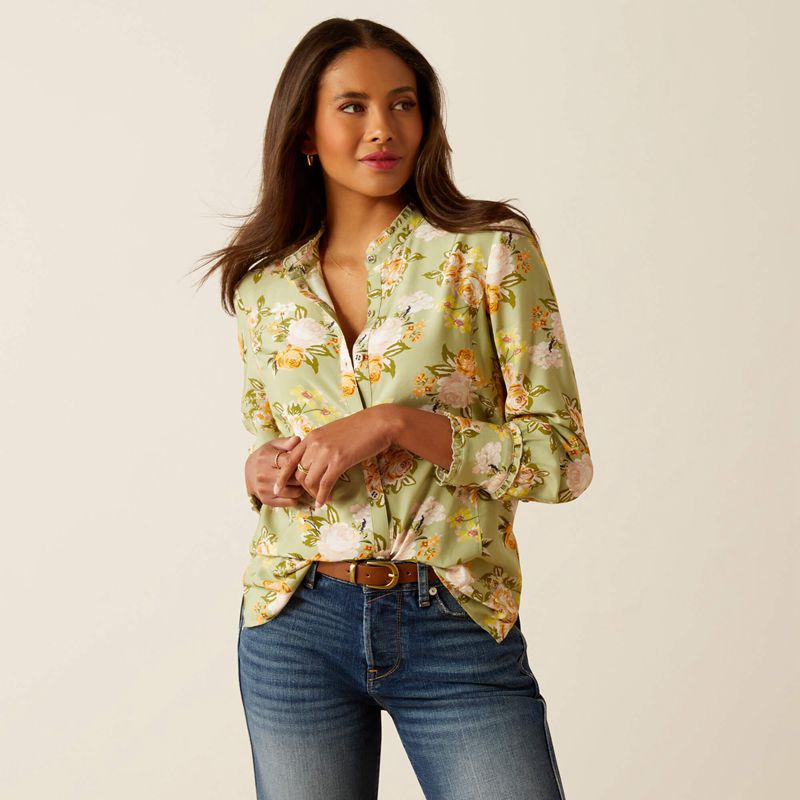 Rosegarden Print Ariat Clarion Blouse | 37KGBUEJY