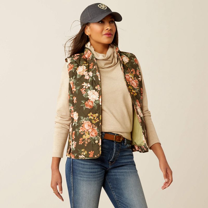 Rosegarden Print Ariat Woodside Vest | 29IBQXOTM