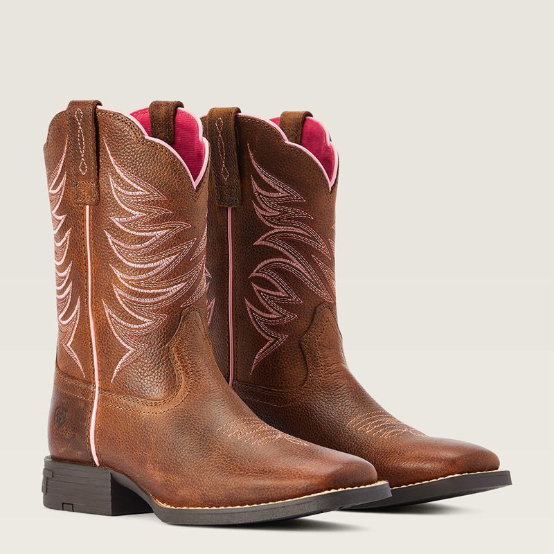 Rowdy Brown Ariat Bk Youth Firecatcher Western Boot | 04HVKUEYA