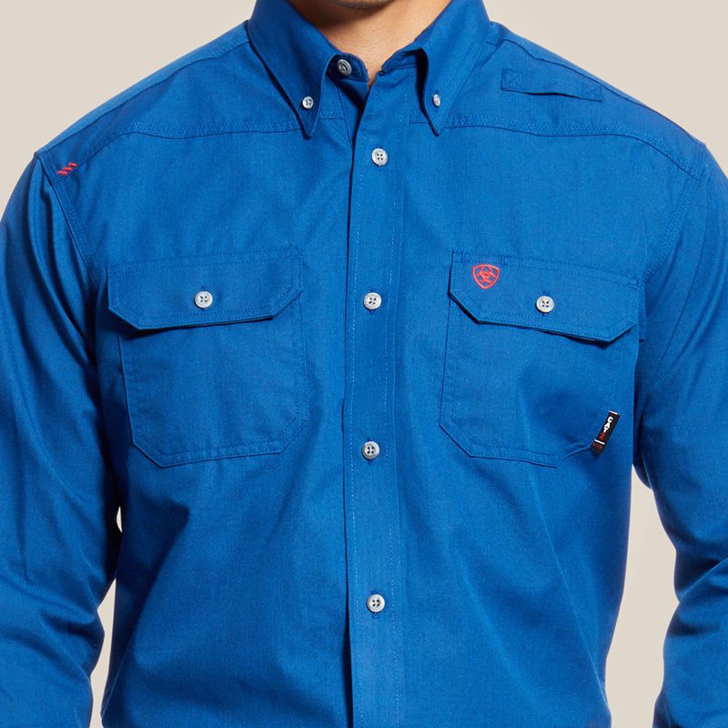 Royal Blue Ariat Fr Featherlight Work Shirt | 92UQSRMEB