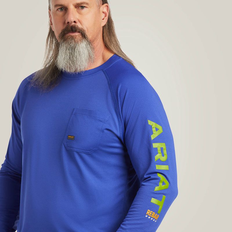 Royal Blue Ariat Rebar Heat Fighter T-Shirt | 73MENGZVS