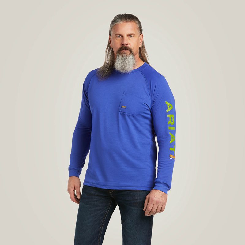 Royal Blue Ariat Rebar Heat Fighter T-Shirt | 73MENGZVS