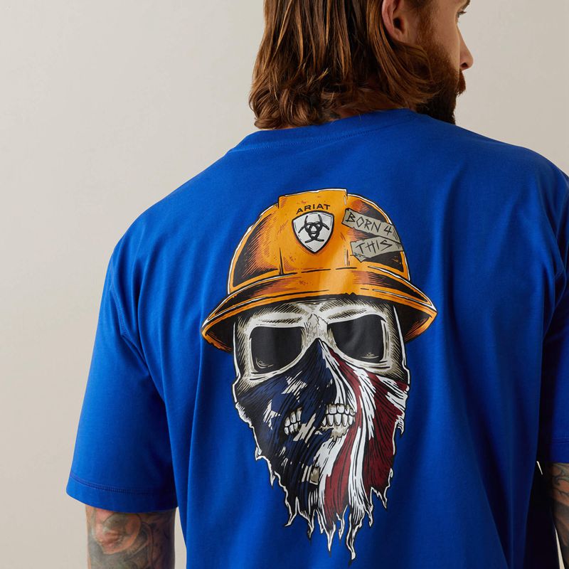 Royal Blue Heather Ariat Rebar Workman Born For This T-Shirt | 03RADHMYJ