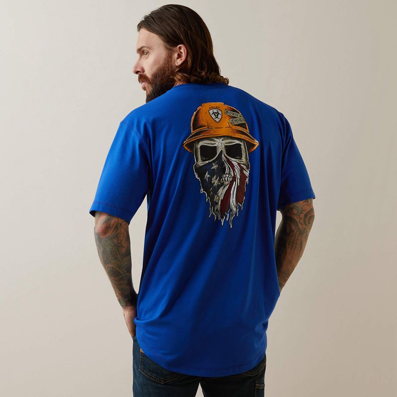 Royal Blue Heather Ariat Rebar Workman Born For This T-Shirt | 03RADHMYJ