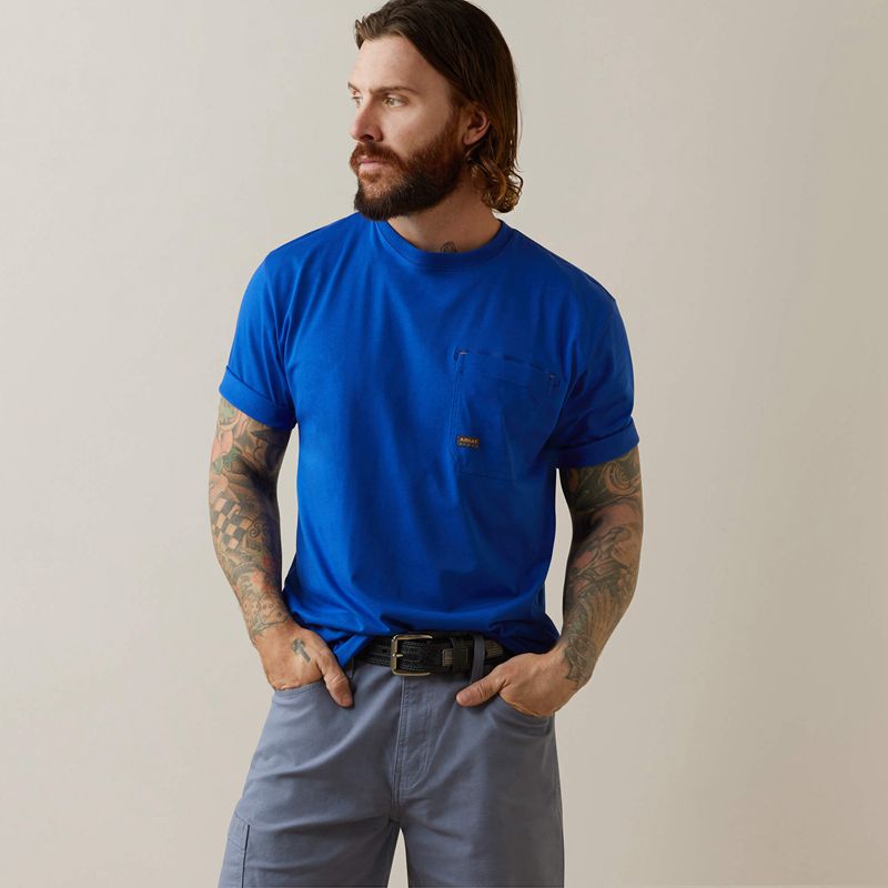 Royal Blue /USA Ariat Rebar Workman Logo T-Shirt | 45KULFOMN