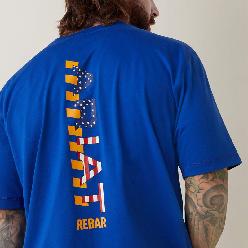 Royal Blue /USA Ariat Rebar Workman Logo T-Shirt | 45KULFOMN