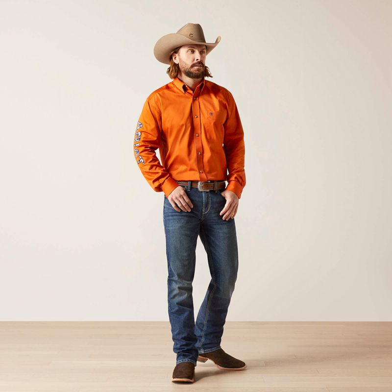 Rust Ariat Team Logo Twill Classic Fit Shirt | 05KMYLDEQ