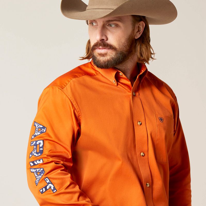 Rust Ariat Team Logo Twill Classic Fit Shirt | 05KMYLDEQ