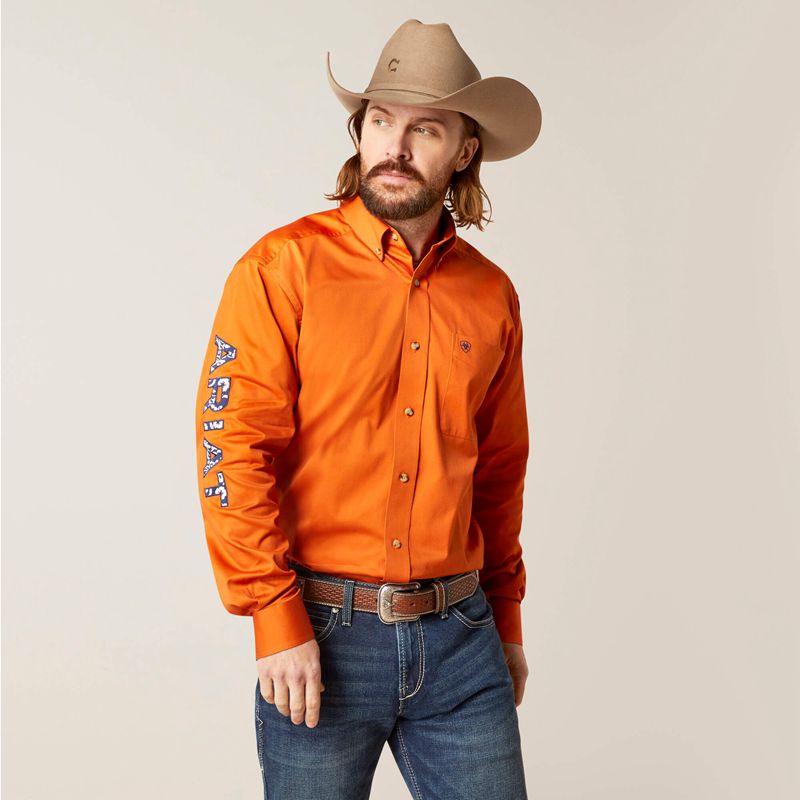 Rust Ariat Team Logo Twill Classic Fit Shirt | 05KMYLDEQ