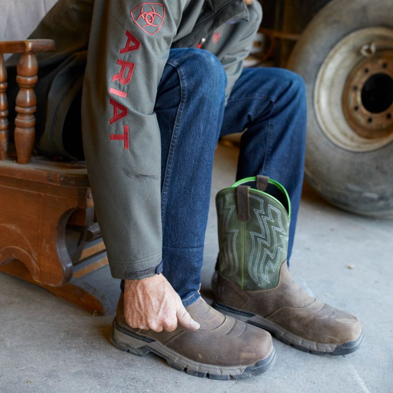 Rye Brown Ariat Rebar Flex Western Waterproof Composite Toe Work Boot | 73TJLSKQU